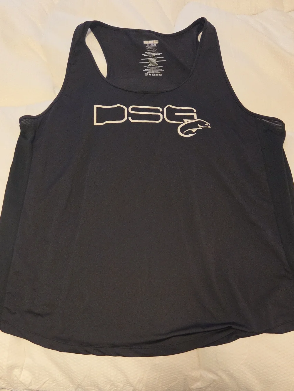 DSG Men’s Navy Blue Racerback Swim Tank with White Logo